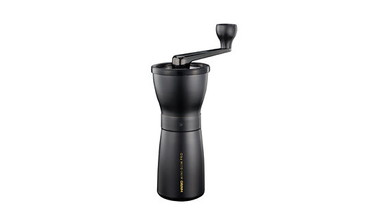 Hario Edelstahl Hand-Kaffeemühle | 2 Tassen | Keramik-Mahlwerk | metallic, schwarz | Ceramic Coffee Mill Mini-Slim Pro