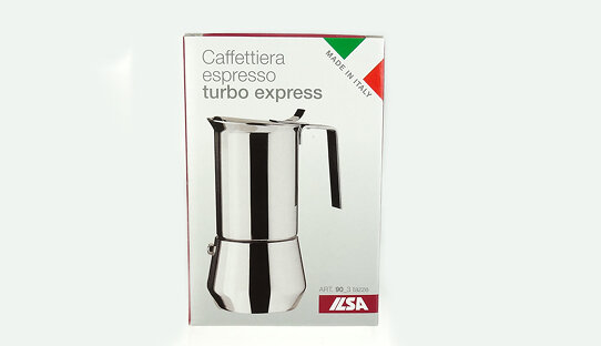 Espressokocher Ilsa »Turbo Express« massiver Edelstahl glänzend | in 4 Grössen | nicht für Induktion | Made in Italy