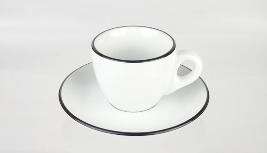 Espresso-Tasse »Verona« | weiss mit schwarzem Rand | dickwandig | Made in Italy | Ancap (max. 70 ml)