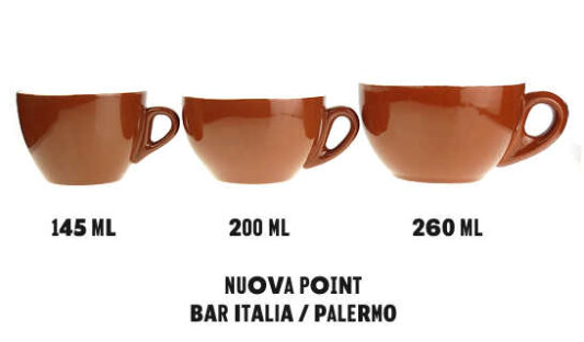 Dickwandige Cappuccino-Tasse »Bar Italia« (»Palermo«) | mittelbraun | Nuova Point (200 ml)