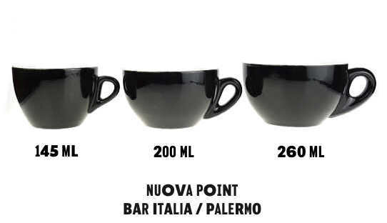 Dickwandige Cappuccino-Tasse »Bar Italia« (»Palermo«) | schwarz | Nuova Point (200 ml)