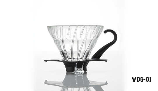 Hario Hand-Kaffeefilter | V60 Dripper 03 VDG | Glas | 1-6 Tassen | Made in Japan | schwarzer Griff