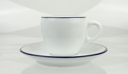 Espresso-Tasse »Verona« | weiss + blauer Rand | Ancap