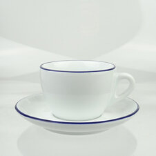 Cappuccino-Tasse »Verona« | weiss mit blauem Rand | dickwandig | Made in Italy | Ancap (180 ml)