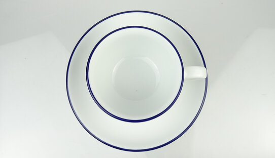 Cappuccino-Tasse »Verona« | weiss mit blauem Rand | dickwandig | Made in Italy | Ancap (180 ml)