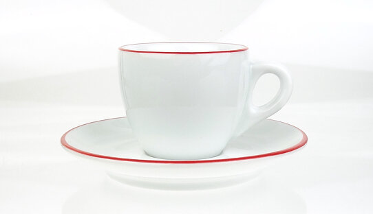 Espresso-Tasse »Verona« | weiss + roter Rand | Ancap