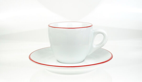 Espresso-Tasse »Verona« | weiss mit rotem Rand | dickwandig | Made in Italy | Ancap (max. 70 ml)