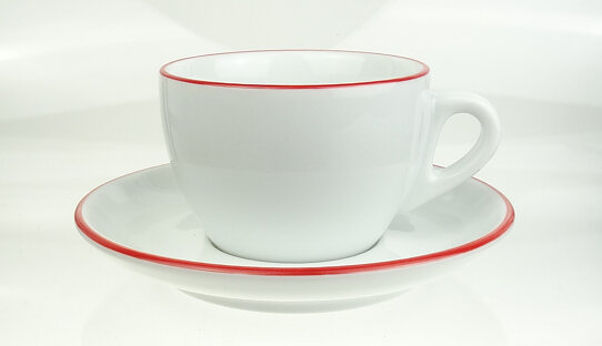 Cappuccino-Tasse »Verona« | weiss mit rotem Rand | dickwandig | Made in Italy | Ancap (180 ml)