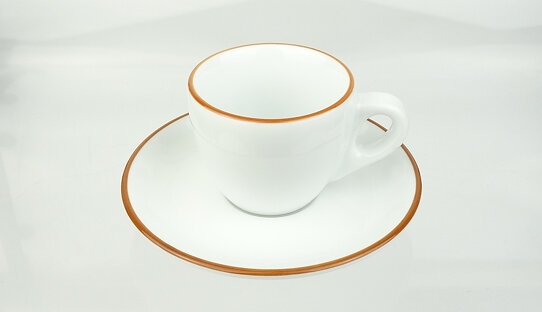 Espresso-Tasse »Verona« | weiss mit karamellfarbigem Rand | dickwandig | Made in Italy | Ancap (max. 70 ml)