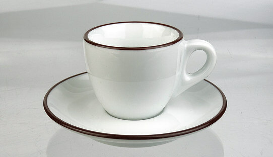 Espresso-Tasse »Verona« | weiss + dunkelbrauner Rand | Ancap