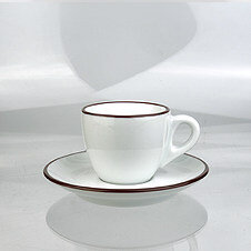 Espresso-Tasse »Verona« | weiss mit dunkelbraunem Rand | dickwandig | Made in Italy | Ancap (max. 70 ml)