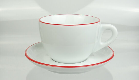 Cappuccino-Tasse »Verona« (gross) | weiss mit rotem Rand | dickwandig | Made in Italy | Ancap (240 ml)