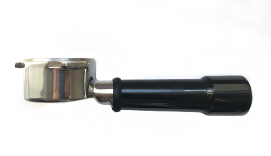 Bodenloser Siebträger mit geradem Kunststoff-Griff für »Breville« | 54 mm-Siebe | Höhe der Nase: 5,8 mm | Griffende verchromt