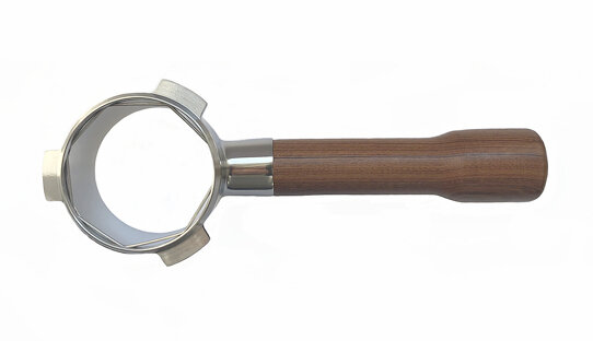 Bodenloser Siebträger mit geradem Holz-Griff für »Breville« | 54 mm-Siebe | Höhe der Nase: 5,8 mm