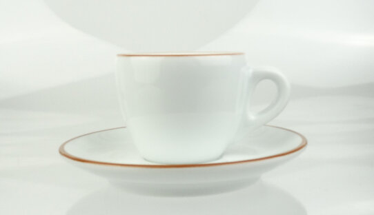2. Wahl: Espresso-Tasse »Verona« | weiss mit karamellfarbigem Rand | Made in Italy | Ancap (max. 70 ml)
