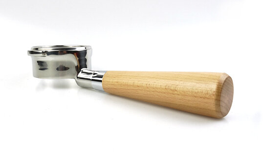 Bodenloser Siebträger mit geradem Holz-Griff für »Breville« | 58 mm-Siebe | Höhe der Nase: 5,5 mm