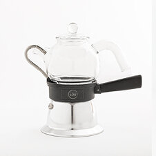 Espressokocher E&B Lab IMS »Globe Moka Induction« | Glas & Edelstahl | 3 Tassen | 160 ml | Für Induktionsherd | Made in Italy