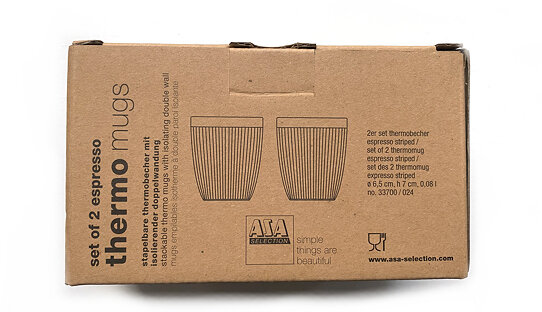 2 x Thermo-Becher Espresso im Set | Porzellan | weiss | isolierende Doppelwandung | stapelbar | Designed in Germany | Asa (80 ml)
