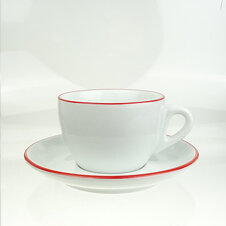 2. Wahl: Cappuccino-Tasse »Verona« | weiss mit rotem Rand | dickwandig | Made in Italy | Ancap (180 ml)