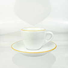 2. Wahl: Espresso-Tasse »Verona« | weiss mit dunkelgelbem Rand | dickwandig | Made in Italy | Ancap (max. 70 ml)