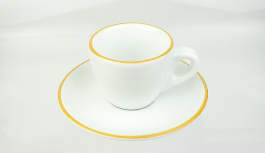 2. Wahl: Espresso-Tasse »Verona« | weiss mit dunkelgelbem Rand | dickwandig | Made in Italy | Ancap (max. 70 ml)